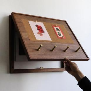 饰画配电箱遮挡玄关电闸壁挂实木衣帽架黄铜挂钩软木盖板 电表箱装