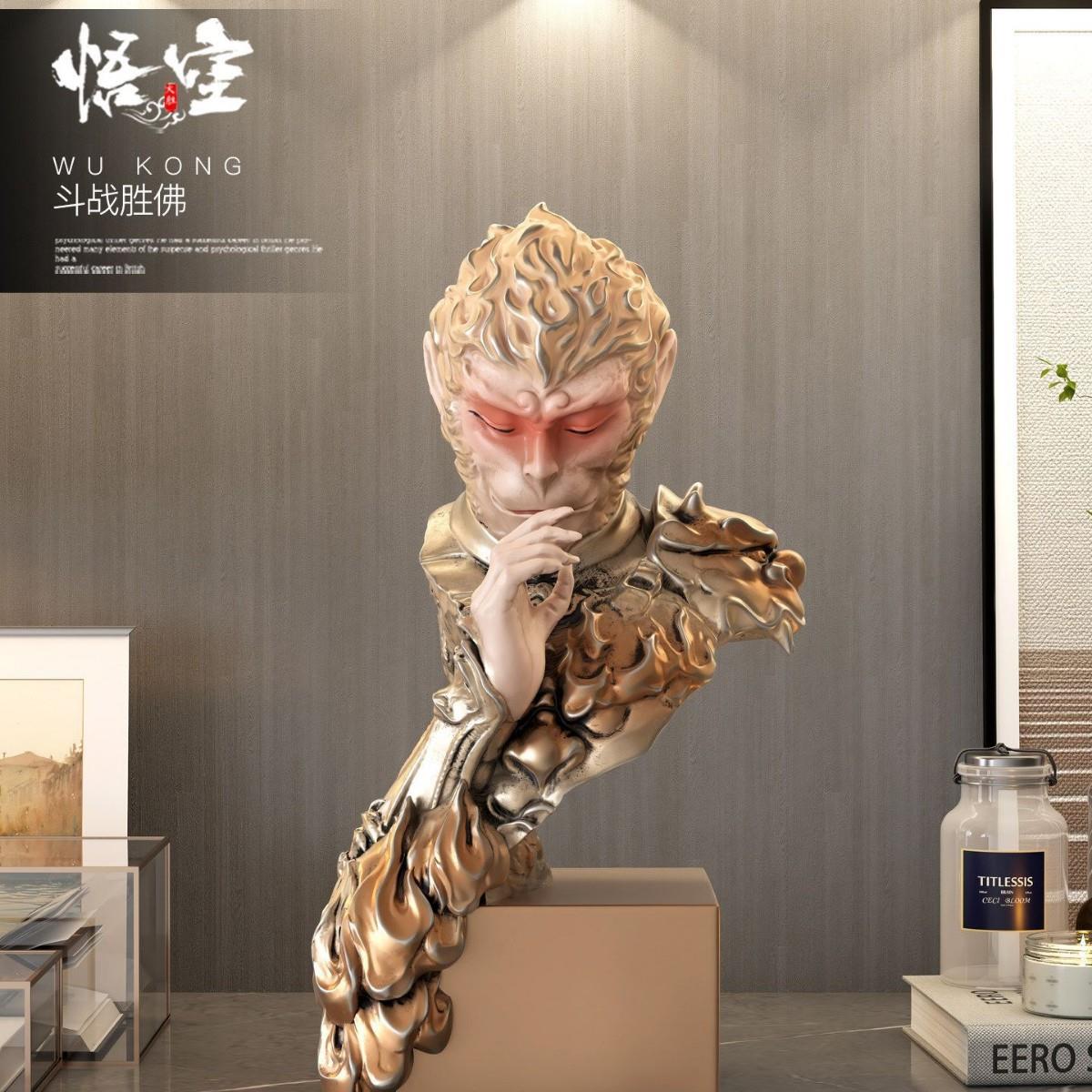 新中式斗战胜佛孙悟空头像摆件大圣个性工艺品雕塑客厅家居装饰品