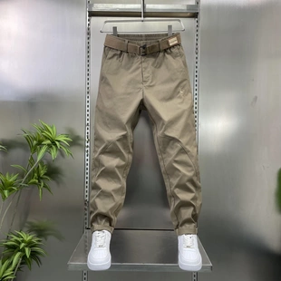 休閑工裝 子 2025秋季 男士 百搭小直筒褲 彈力腰帶休閑長褲 時尚 新款 褲