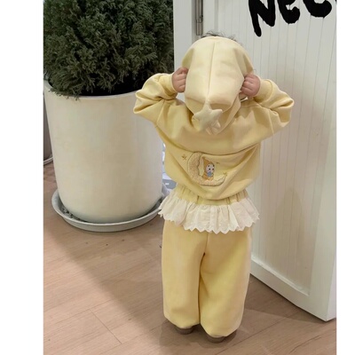 女童星星人连帽外套套装春款