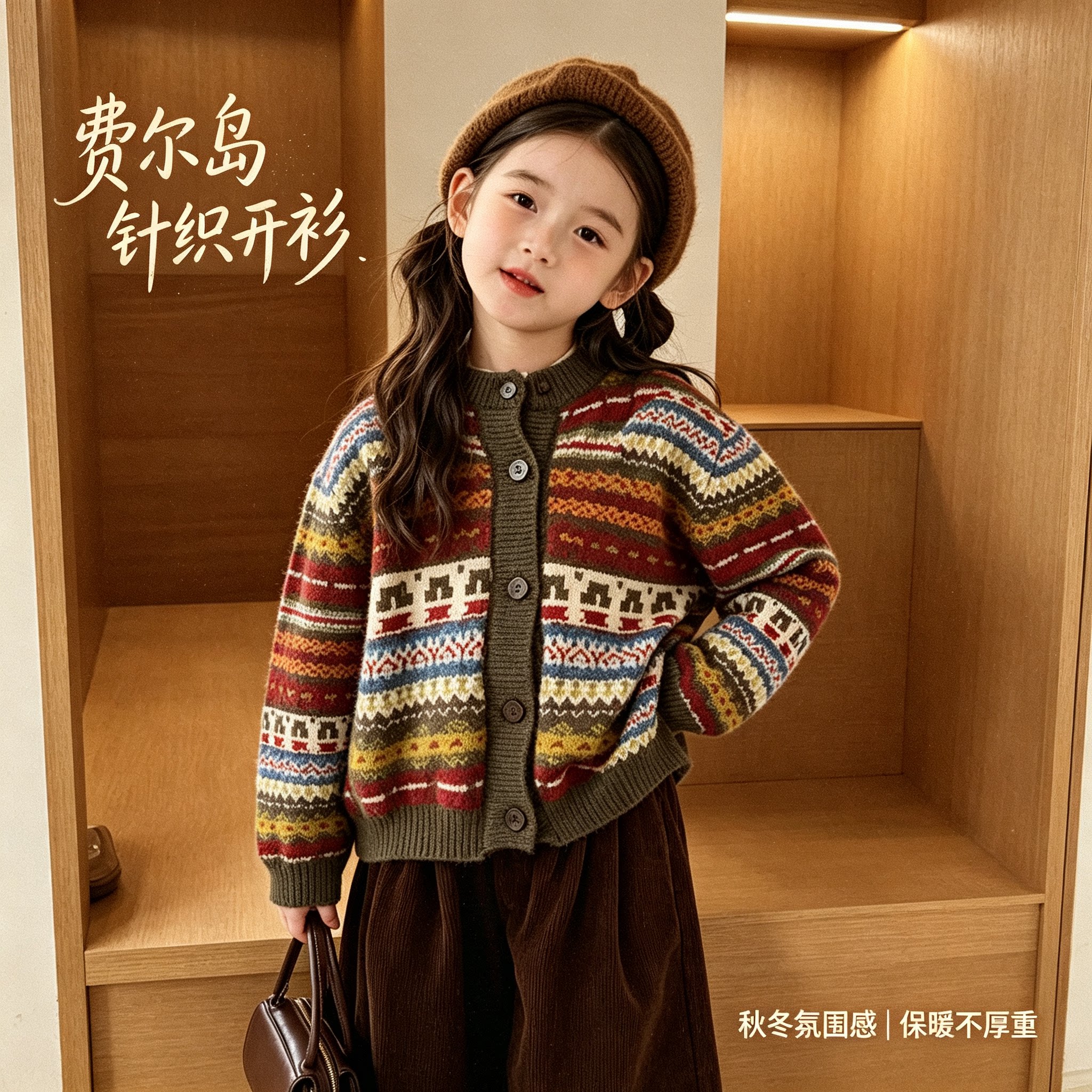 女童毛衣开衫2026新款春秋复古洋气外套休闲百搭中大童上衣针织衫
