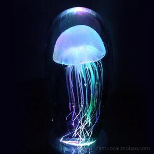 家居大摆件轻奢家饰创意结婚礼物水晶夜光水母 玻璃北欧地中海软装