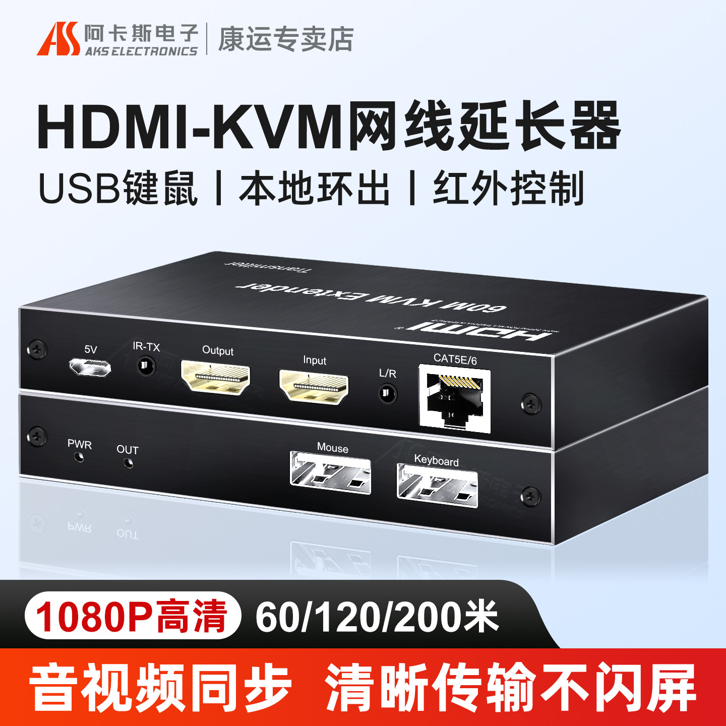 HDMI网线延长器4K高清网线转hdmi延长器KVM音视频转RJ45网络网口传输器带USB键鼠信号放大器HDMI转网线延长器