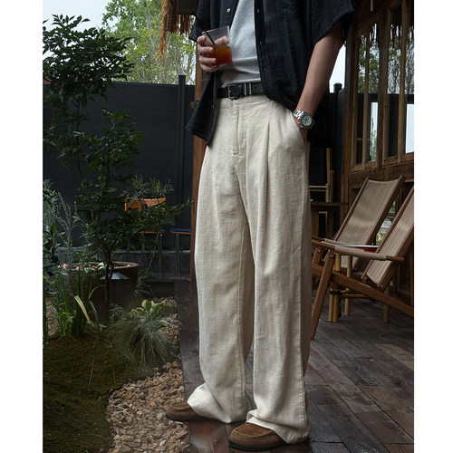 70%高定亚麻长裤休闲西裤男潮