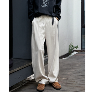 MANCHER 280G浮雕肌理斜纹卡扣卫裤男女通勤百搭垂感纯色休闲长裤