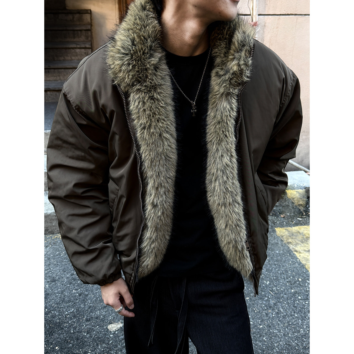 MANCHER 【一件过冬】美式cleanfit立领座山雕棉服男加厚毛领棉衣,男装,棉衣,淘宝优惠券,粉丝福利购,淘宝优惠卷