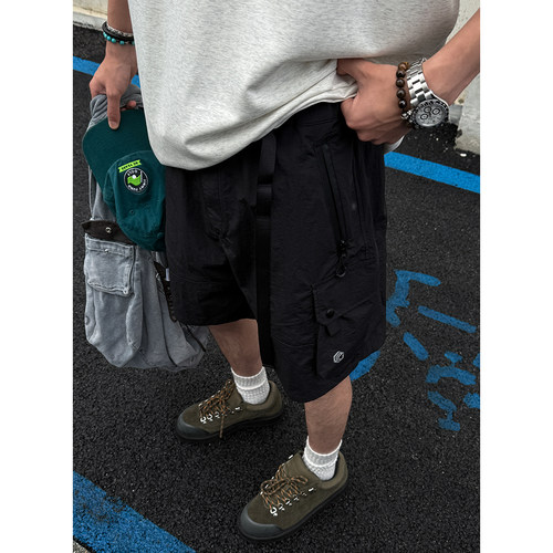 美式复古户外速干防水短裤男