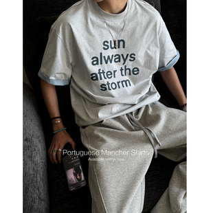 男夏季 MANCHER 280G字母印花短袖 子撞色 索罗娜凉感透气弹力T恤 袖