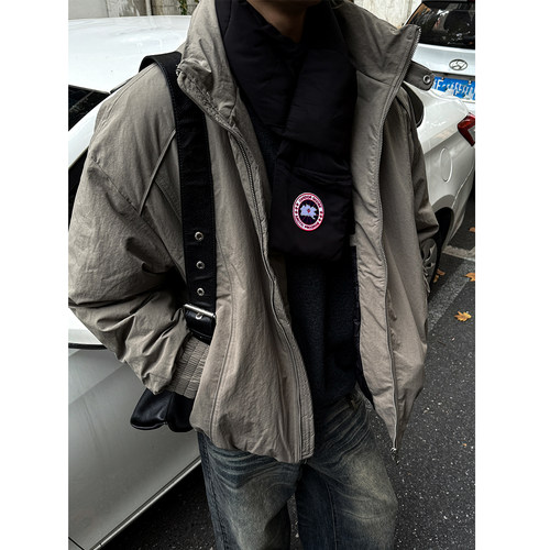 立体裁剪90白鸭绒工装立领羽绒服