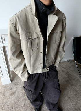 MANCHER 美式复古J97短廓垫肩巴恩风夹克男cleanfit通勤痞帅外套