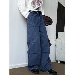 MANCHER 310G重工酵洗复古做旧工装裤男宽松baggy口袋阔腿法工裤
