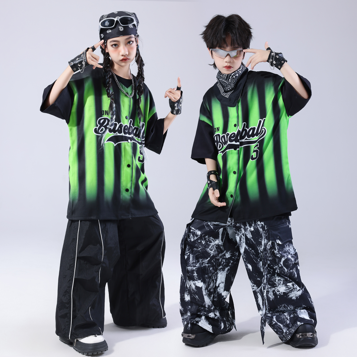 街舞儿童潮服hiphop童装少儿服装男童架子鼓演出服嘻哈潮牌套装夏