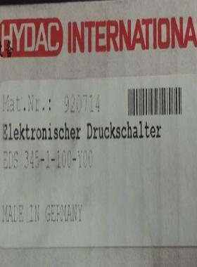 HYDAC贺德克压力开关继电器EDS 345-1-100-Y00传器920714询价