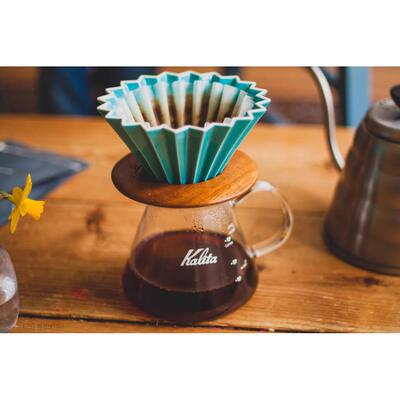 包邮日本进口ORIGAMI陶瓷手冲咖啡滤杯折纸蛋糕型便携滴漏杯木托