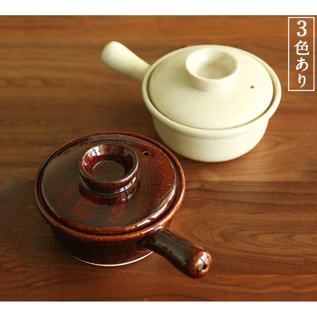 日本进口Tojiki Tonya粗陶耐热土锅煲仔饭砂锅迷你单柄可直火陶锅