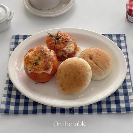 On the table - 乳白系列9.6寸窄边陶瓷椭圆盘 鱼盘  椭圆西餐盘