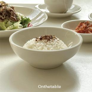 米饭碗 乳白系列宽口陶瓷碗 家用粥碗 350ml 汤碗 the table