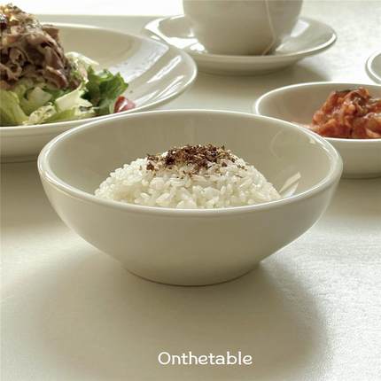 On the table - 乳白系列宽口陶瓷碗 家用粥碗 米饭碗 汤碗 350ml