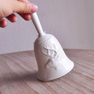 饰 北欧陶瓷立体浮雕鹿头餐铃桌面铃铛摆件家居工艺品摆设样品房装