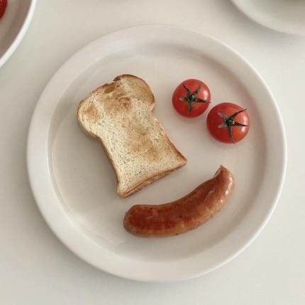 On the table - 乳白系列陶瓷平盘 ins早餐盘 家用陶瓷盘 9寸