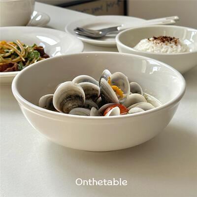 On the table - 乳白系列陶瓷大沙拉碗 汤碗 家用宽碗 7.7英寸