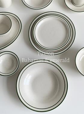 On the table - 绿色芝麻釉系列釉下彩陶瓷餐具 盘子碗杯子杯碟