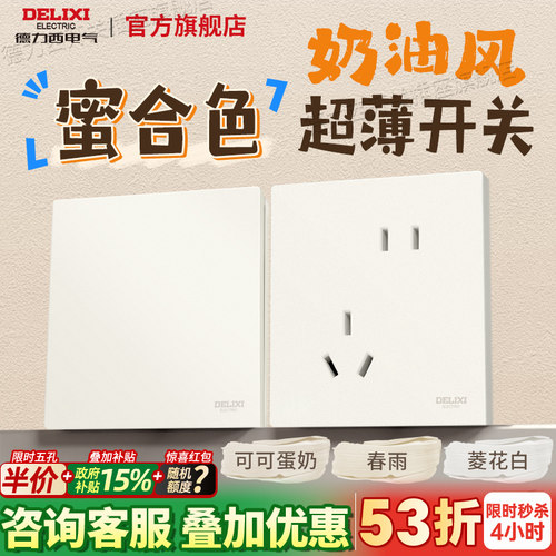10Ah德力西电气奶白色电源插座