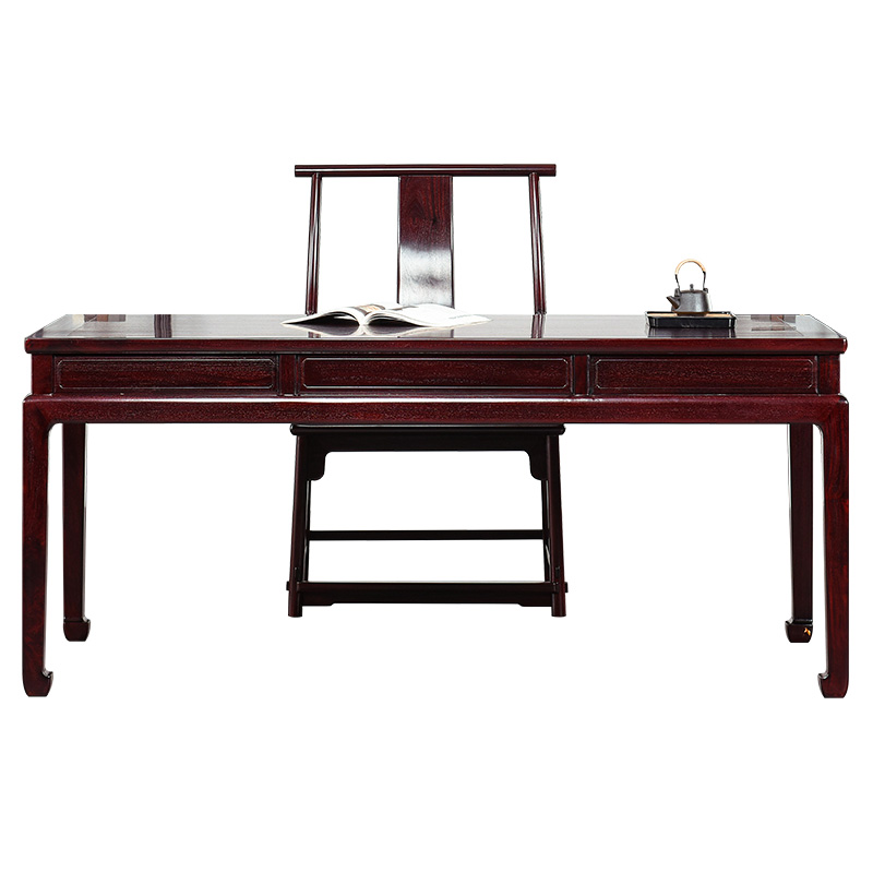赞比亚血檀书桌中式实木画案办公桌红木书法桌非洲小叶紫檀办公台