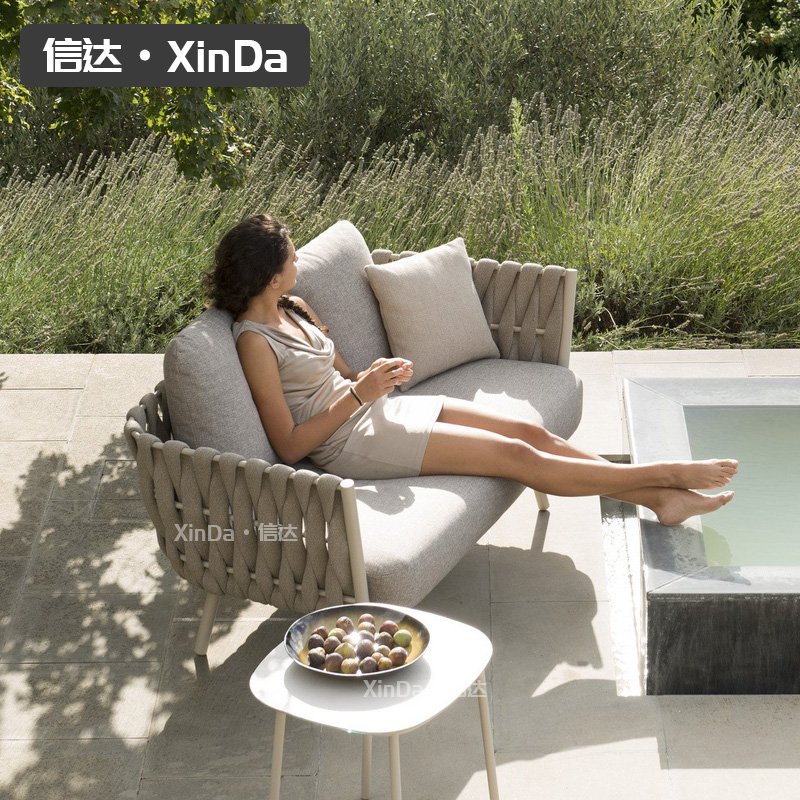 户外沙发庭院露天阳台休闲双人藤椅样板房露台沙发室外藤沙发组合
