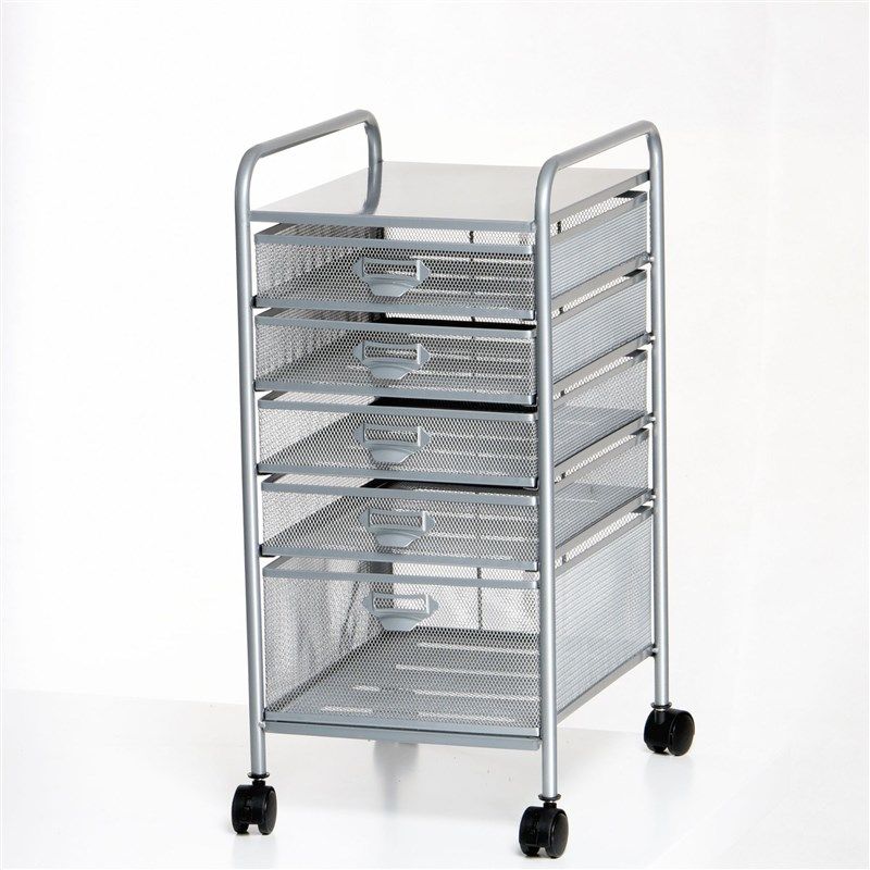A4-5(6)铁艺移动整装文件柜文件推车桌下收纳架金属网状文件架