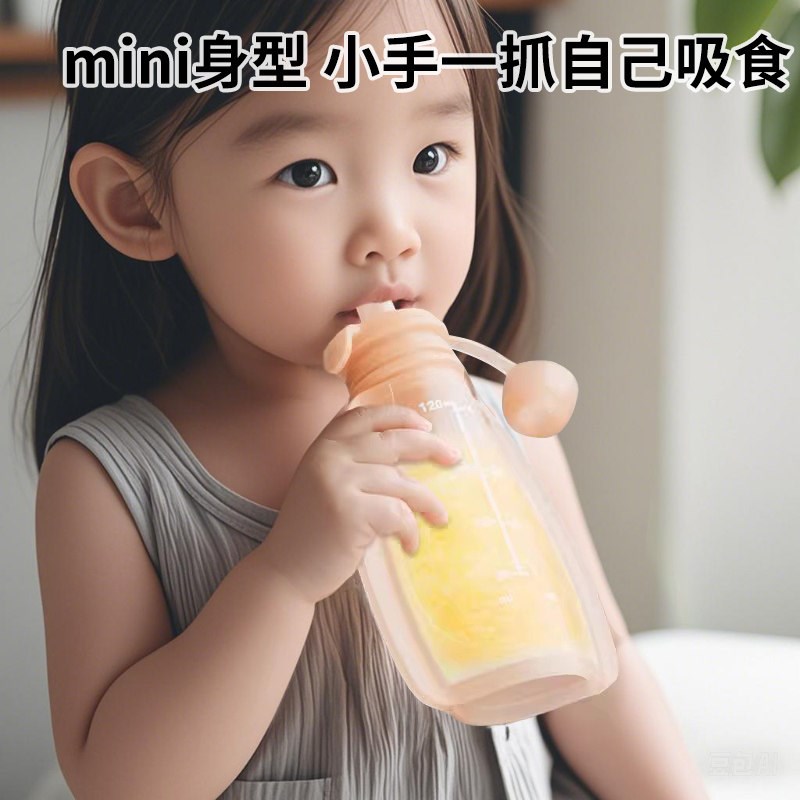 热销宝宝果泥吸吸袋挤压式婴儿米糊硅F胶软勺水壶辅食袋神器管储