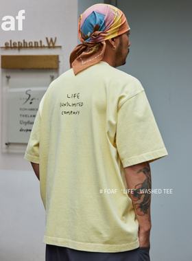 FOAF ‘LIFE’ Washed Tee 24ss 水洗染色做旧宽松短袖T恤