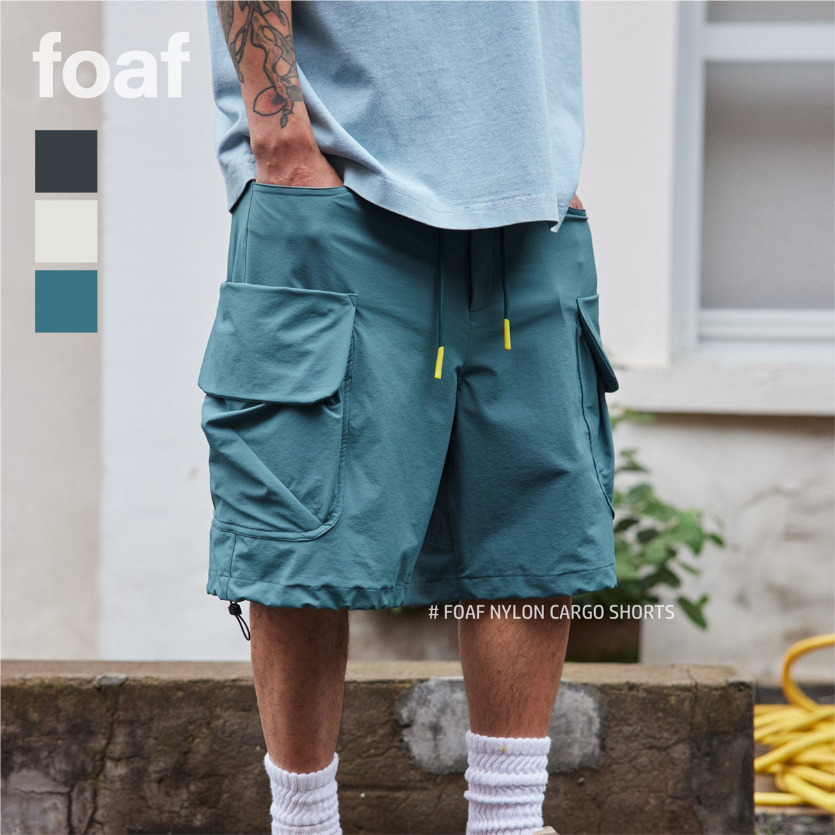 FOAF Nylon Cargo Shorts 24ss机能弹力工装口袋短裤