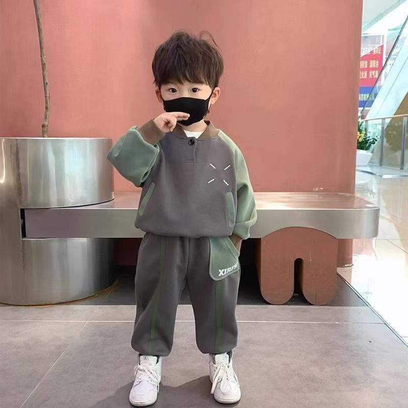 宝宝秋季衣服新款男童秋装两件套小童卫衣1到3岁运动