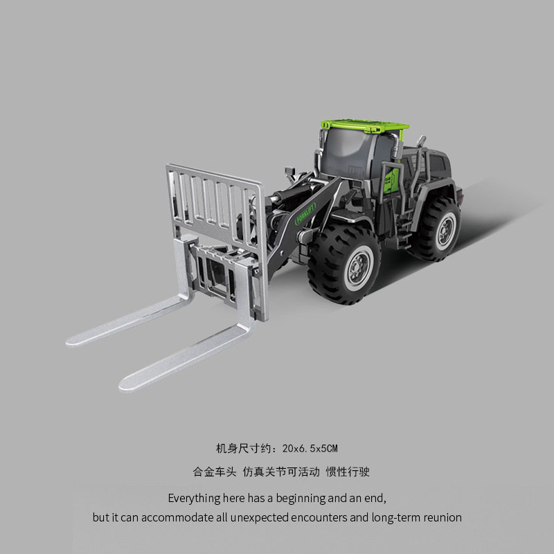 妮乐合金儿童叉车玩具仿真工程车儿童汽车挖掘机推土机压路机
