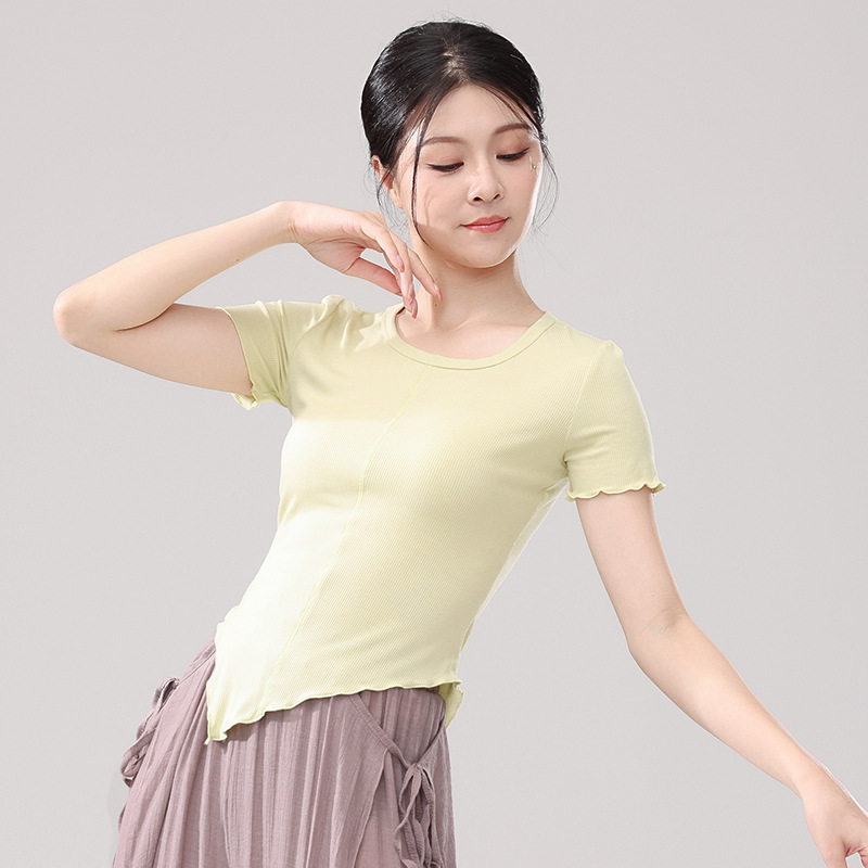 日本无印MUJIE夏秋专业中国古典舞蹈练功服女成人修身短袖袖上衣