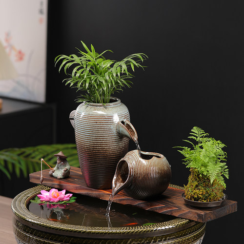 元禾厚望倒流水出水口造景陶罐