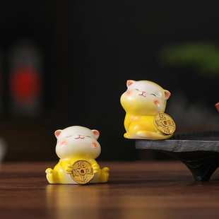 招财猫茶宠摆件精品可养茶玩摆设高档茶桌个性变色