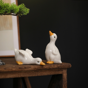 迷你小白鸭子动物摆件花园庭院盆栽假山水景造景微景观装饰工艺品