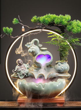 引进财富和宝葫芦流水饰品，搬迁新家，办公室饰品，别墅，家庭客