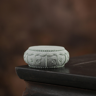 石敢当圆形石墩圆墩石狮子底座盆栽花园工艺石垫禅意摆件家居饰品