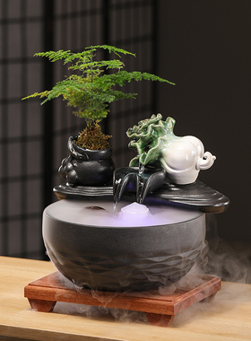 招财流水摆件办公室桌面装饰公司商务送礼乔迁开业可定制logo礼品