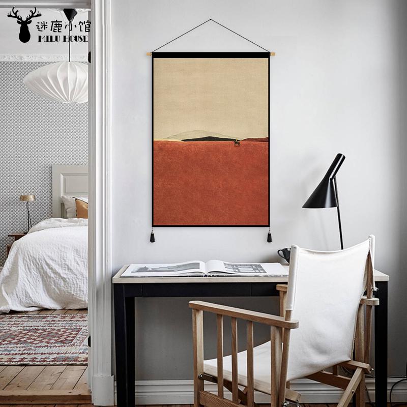 法式抽象油画布艺挂画餐厅简约挂毯卧室装饰挂布房间布置ins风图片