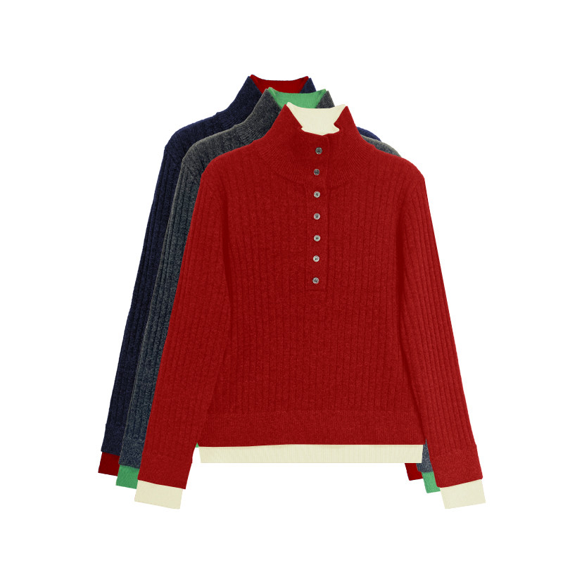 【橙庐】588188假两件自由领坑条绵羊毛衫 秋冬女气质针织轻职场,女装/女士精品,毛针织衫,淘宝优惠券,粉丝福利购,淘宝优惠卷