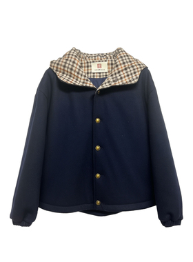  【橙庐】514100原创绵羊毛呢连帽夹毛棉服 秋冬女简约时尚外套