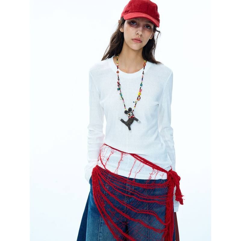 HELLO SEPTEMBER 高捻雪花棉多色简洁休闲百搭修身长袖打底衫上衣