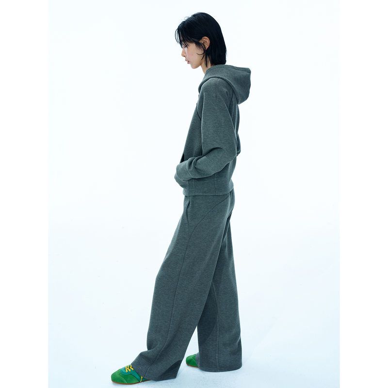 HELLO SEPTEMBER 绵羊毛舒适直筒轻松抽绳松紧腰纯色百搭休闲裤