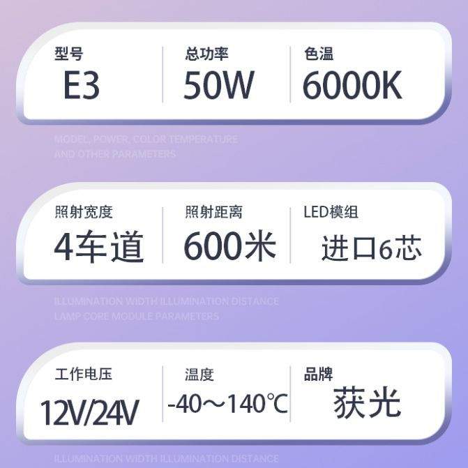 新款E3 Super汽车远近一体LED双光无损透镜大灯2.5寸强聚光H4