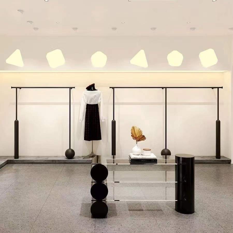 服装店展示架简约女装店黑色加粗上墙落地衣服陈列货架铁艺挂衣架
