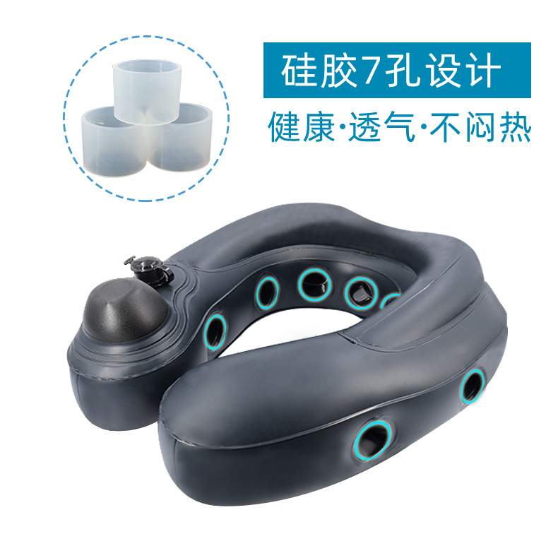 现货梦福人按压充气U型脖子枕飞机枕旅行枕坐车办公室睡枕脖子枕